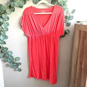 KAVU Coral T-Shirt Cover-Up Dress Size Medium casual sinched waist